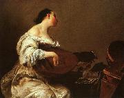 Giuseppe Maria Crespi Woman Playing a Lute Sweden oil painting reproduction